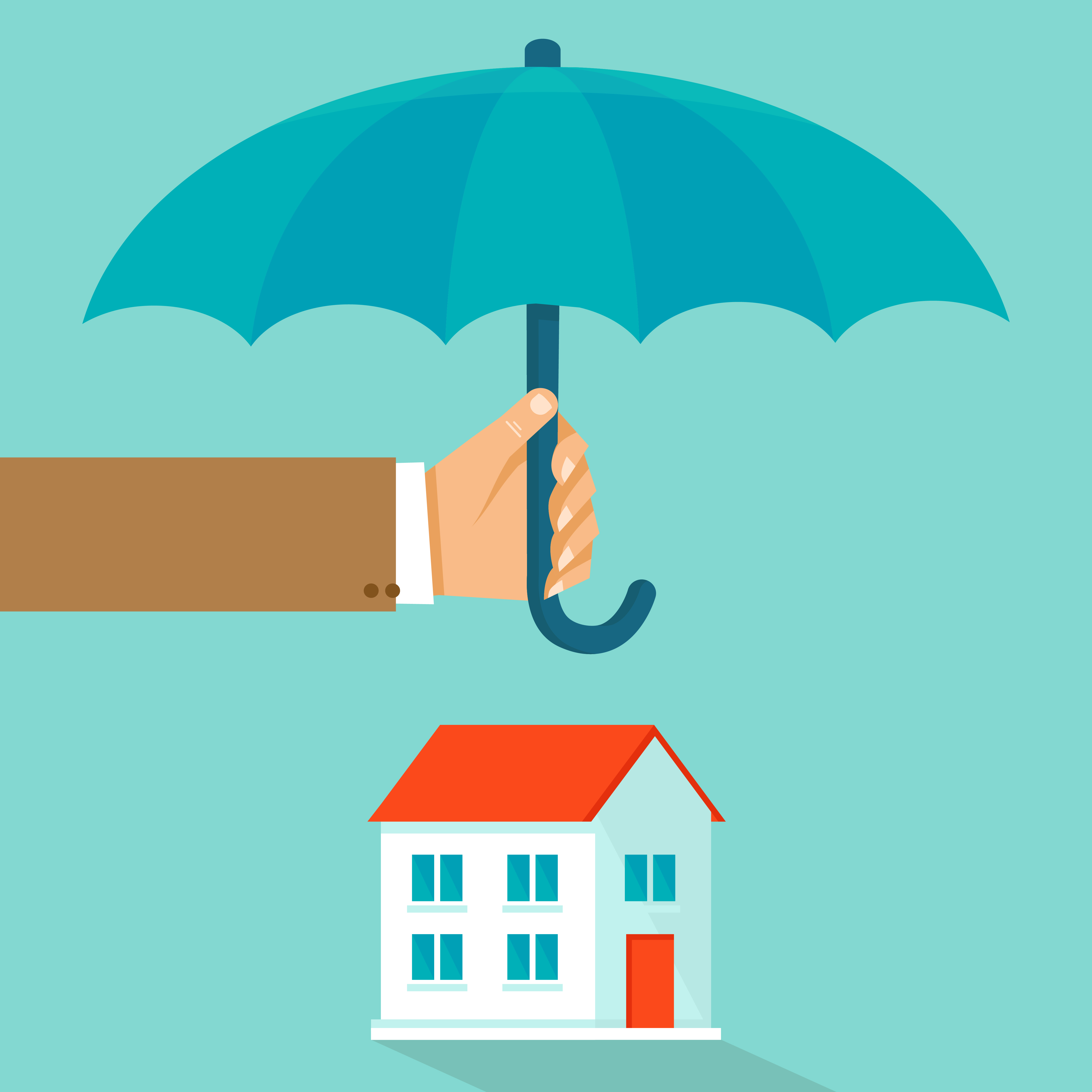 Imagem - Guarda-chuva e casa para representar as Garantias locatícias 